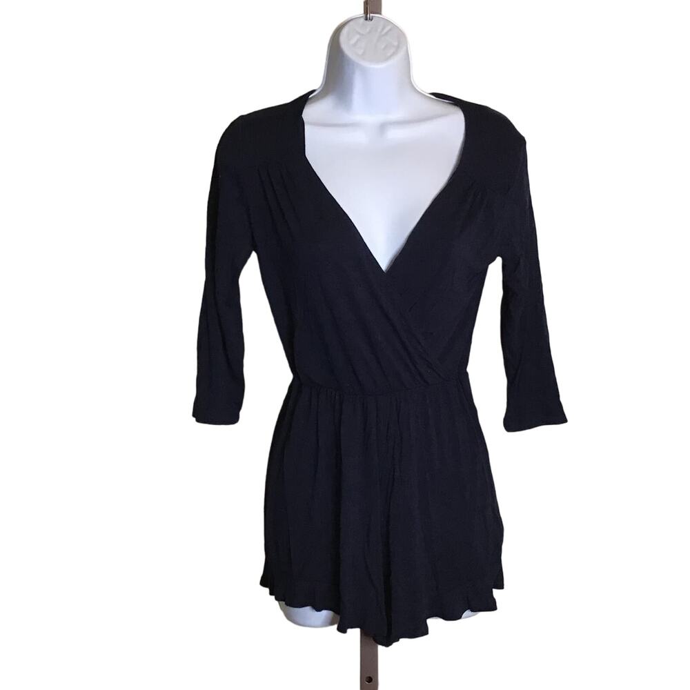 Rolla Coster Women's Shorts Romper  Sz. Sm V-Neck 3/4 Sleeve  Navy Blue EUC